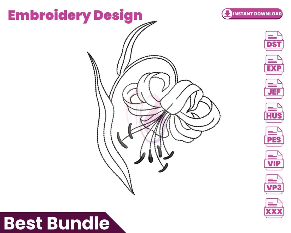 lily-outline-embroidery-design