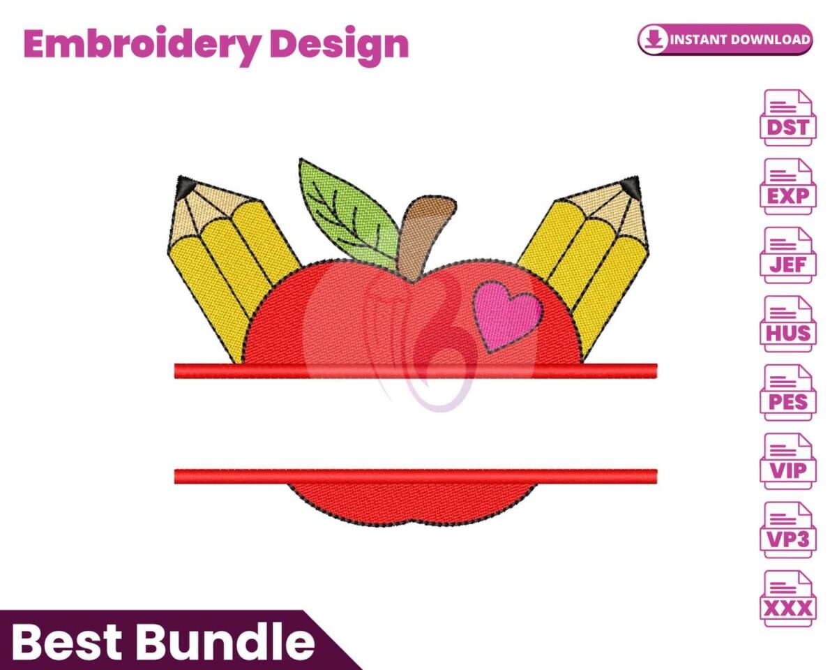 split-apple-embroidery-design