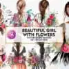 Beautiful Girl with Flowers Watercolor beautiful-girl-with-flowers-watercolor