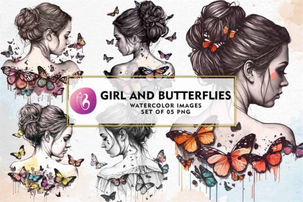 girl-and-butterflies-watercolor-clipart