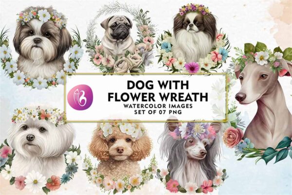 dog-flower-wreath-bundle-sublimation