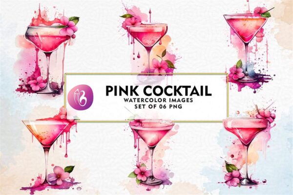 pink-cocktail-watercolor-sublimation