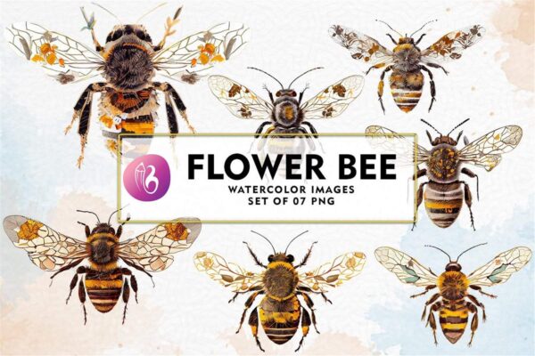 flower-bee-watercolor-sublimation