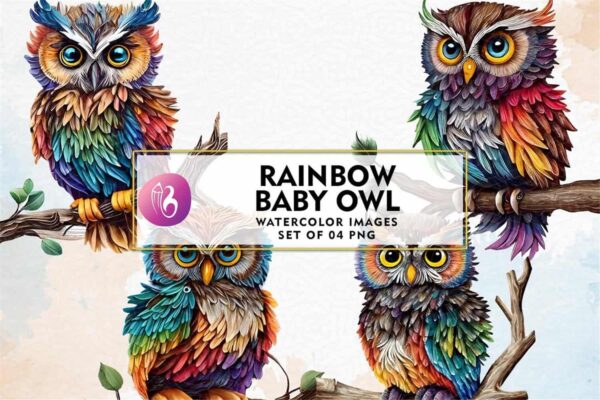rainbow-baby-owl-watercolor-sublimation