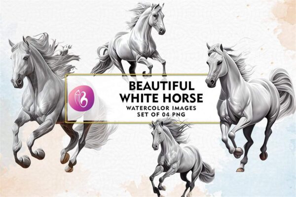 beautiful-white-horse-watercolor-clipart