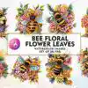 bee-floral-leaves-watercolor-sublimation