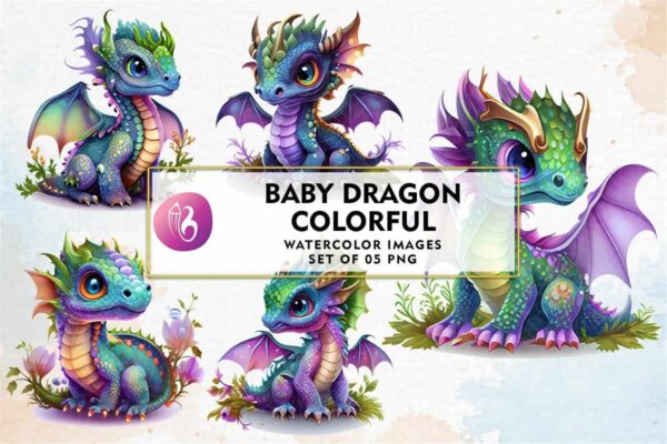 baby-dragon-colorful-watercolor-clipart