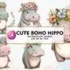 cute-boho-hippo-watercolor-sublimation