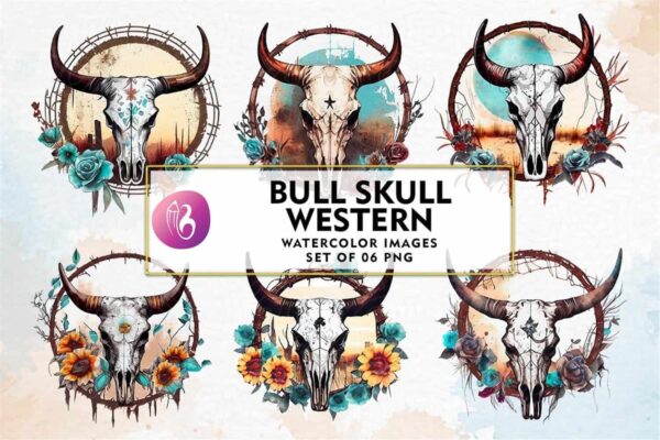 bull-skull-western-watercolor-clipart