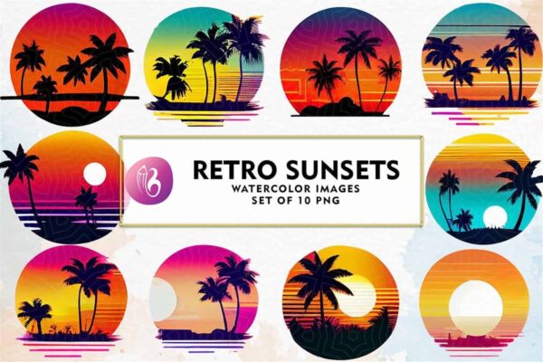 retro-sunset-watercolor-sublimation