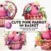 cute-pink-parrot-in-basket-watercolor