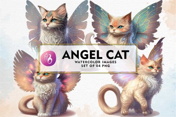 angel-cat-watercolor-sublimation-clipart