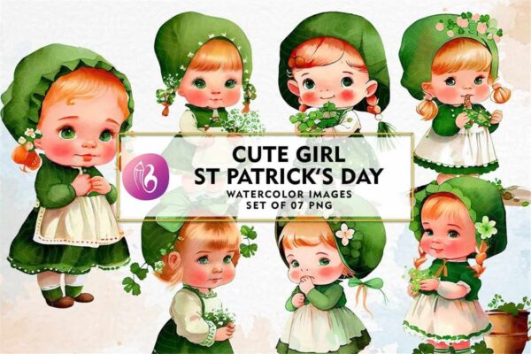 cute-girl-st-patrick-day-watercolor
