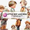 little-boy-and-dog-watercolor-clipart