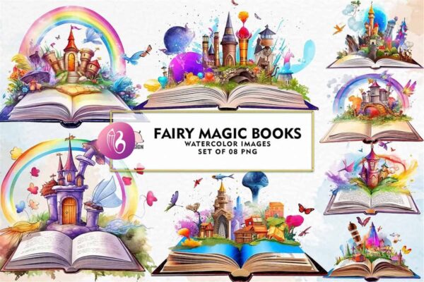 fairy-magic-books-sublimation-clipart