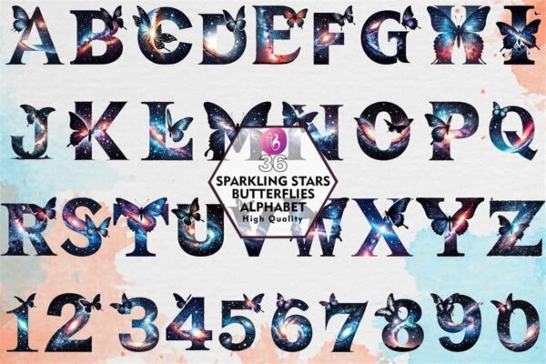 sparkling-stars-butterflies-alphabet