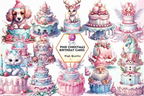 pink-christmas-birthday-cake-clipart-png