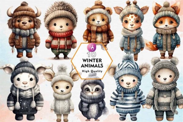 winter-animals-sublimation-clipart-png