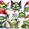 christmas-peeking-green-cat-clipart-png