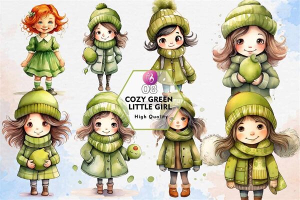 cozy-green-little-girl-clipart-png