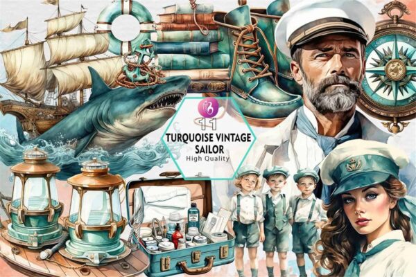 turquoise-vintage-sailor-clipart-png