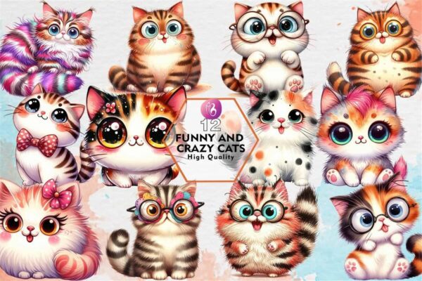 funny-and-crazy-cats-sublimation-clipart