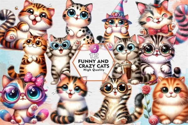 funny-and-crazy-cats-sublimation-clipart