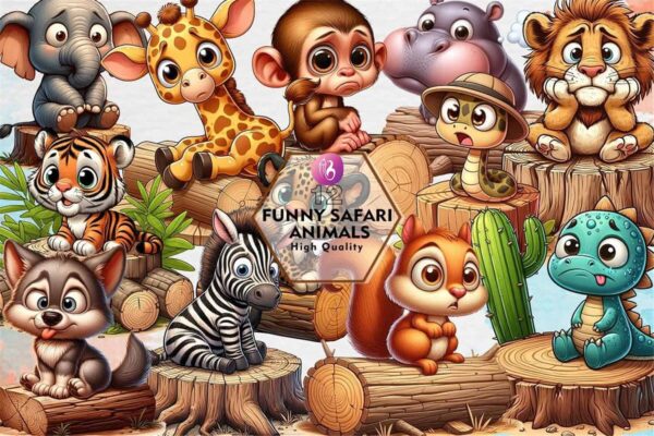 funny-safari-animals-sublimation-clipart