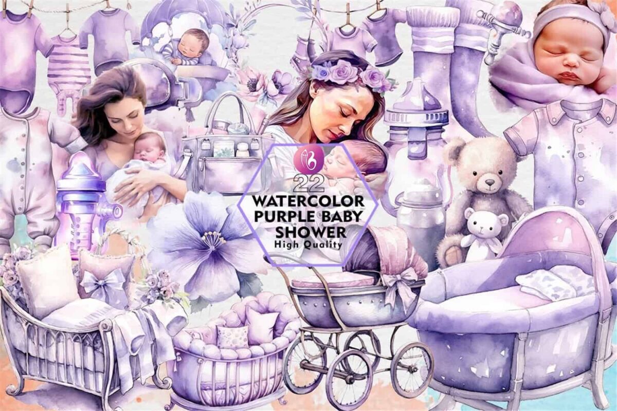 watercolor-purple-baby-shower-clipart