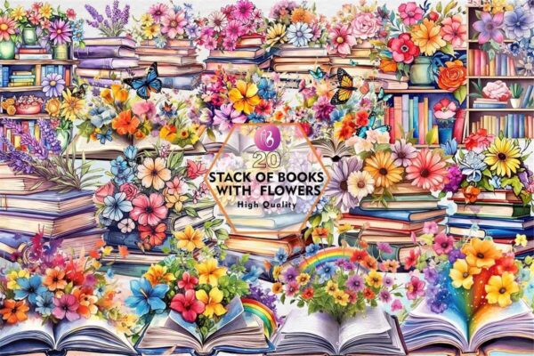 stack-of-books-with-flowers-clipart-png