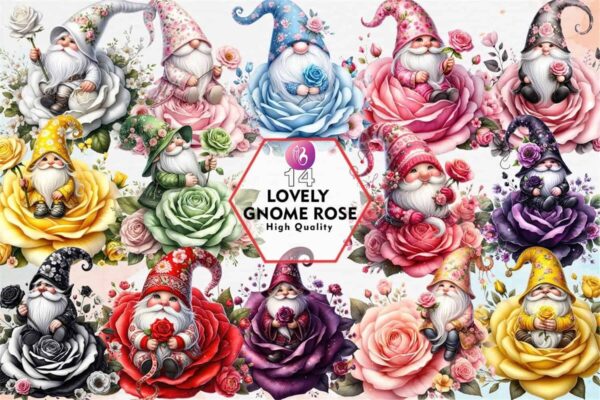 lovely-gnome-rose-sublimation-clipart
