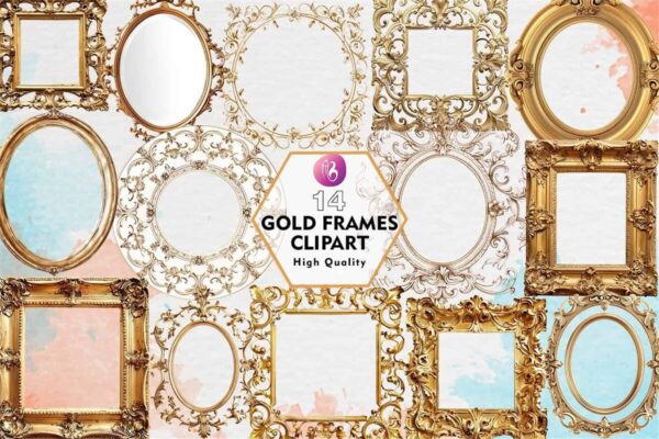 gold-frames-sublimation-clipart-png