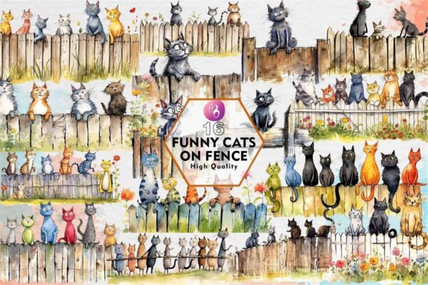 funny-cats-on-fence-clipart-png-graphics