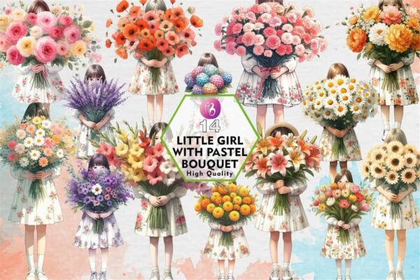 little-girl-with-pastel-bouquet-clipart