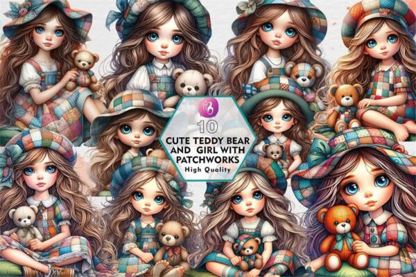cute-teddy-bear-and-girl-with-patchwork