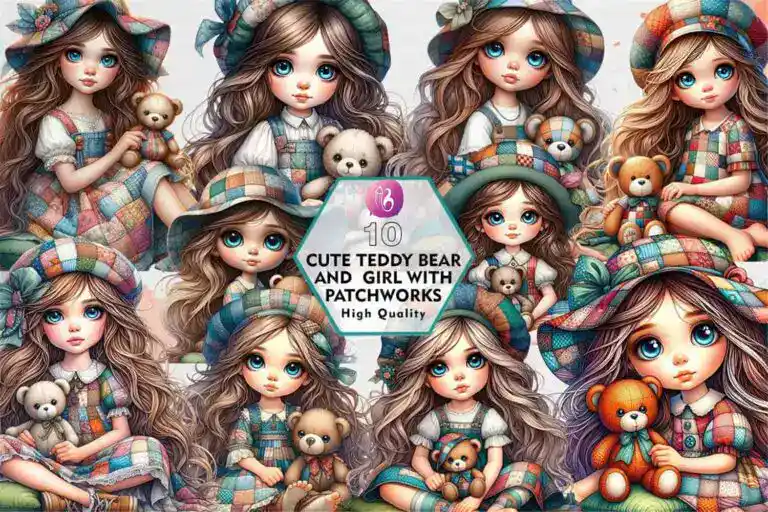 cute-teddy-bear-and-girl-with-patchwork