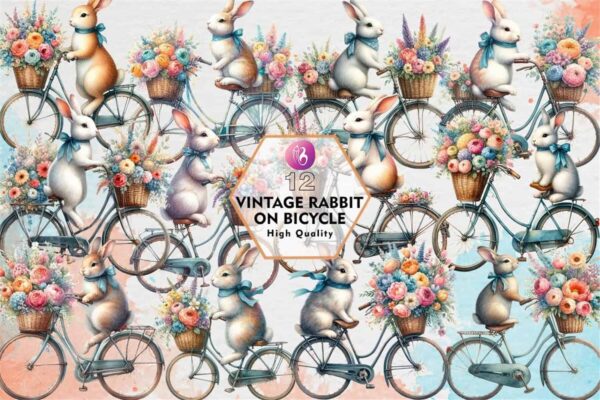 vintage-rabbit-on-bicycle-clipart-png