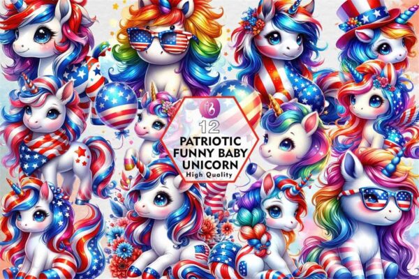 patriotic-funny-baby-unicorn-clipart-png