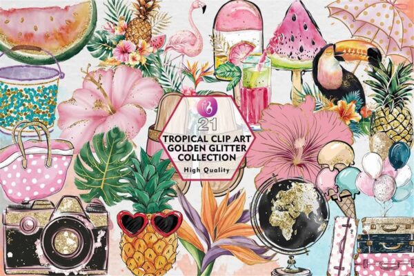 tropical-golden-glitter-collection