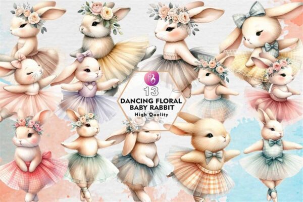 dancing-floral-baby-rabbit-clipart-png