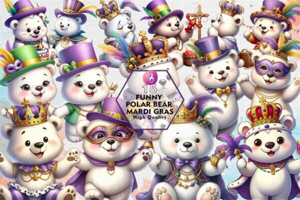 funny-polar-bear-mardi-gras-clipart-png