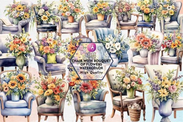 chair-with-bouquet-of-flowers-watercolor