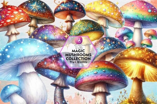 magic-mushrooms-collection-clipart-png