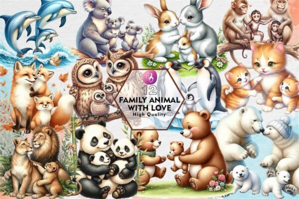 family-animal-with-love-clipart-png