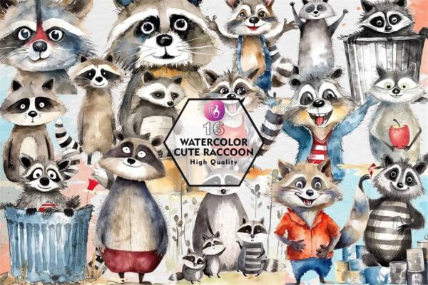 watercolor-cute-raccoon-clipart-png