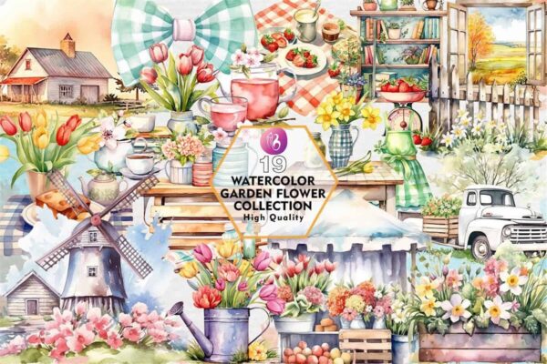 watercolor-garden-flower-collection