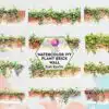 watercolor-ivy-plant-brick-wall