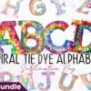 watercolor-spiral-tie-dye-alphabet