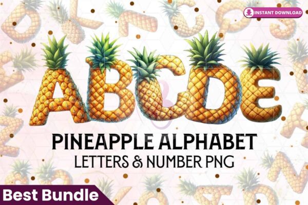 pineapple-letters-sublimation-clipart