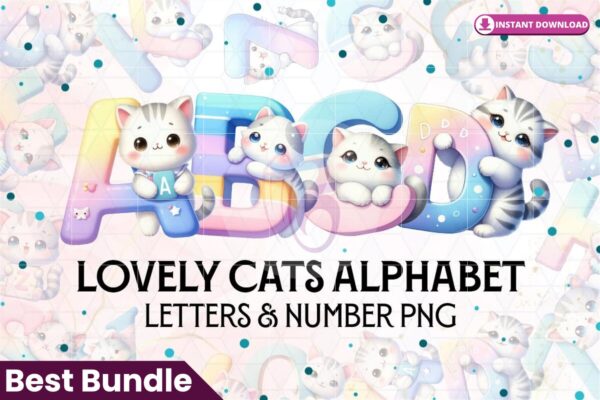 lovely-cats-letter-sublimation-clipart